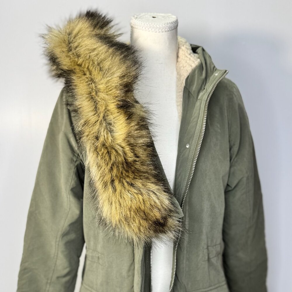 Abercrombie & Fitch Military Parka Coat Green Women's Small Gorpcore Utility - Picture 2 of 16